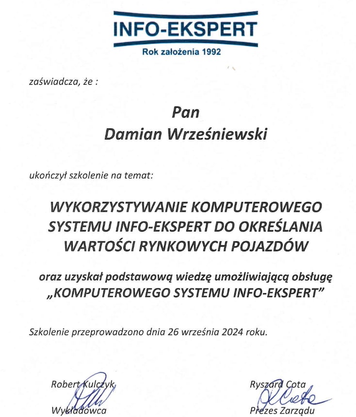 Certyfikat studiów podyplomowych